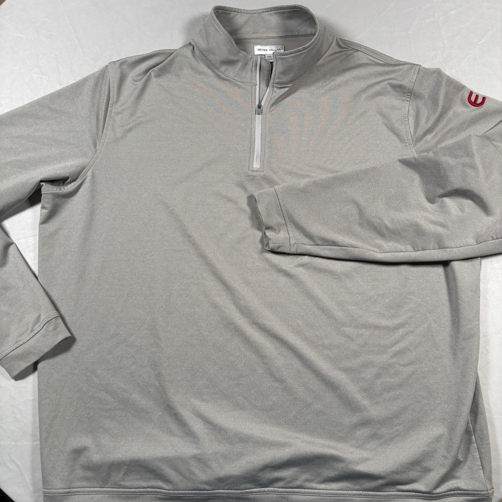 Peter Millar Quarter Zip Pullover Mens XXL Gray Performance Golf Long Sleeve Top - Picture 2 of 11